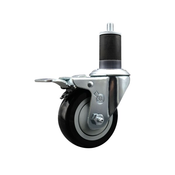 3.5'' Black Poly Swivel 1-5/8'' Expanding Stem Caster Total Lock Brake